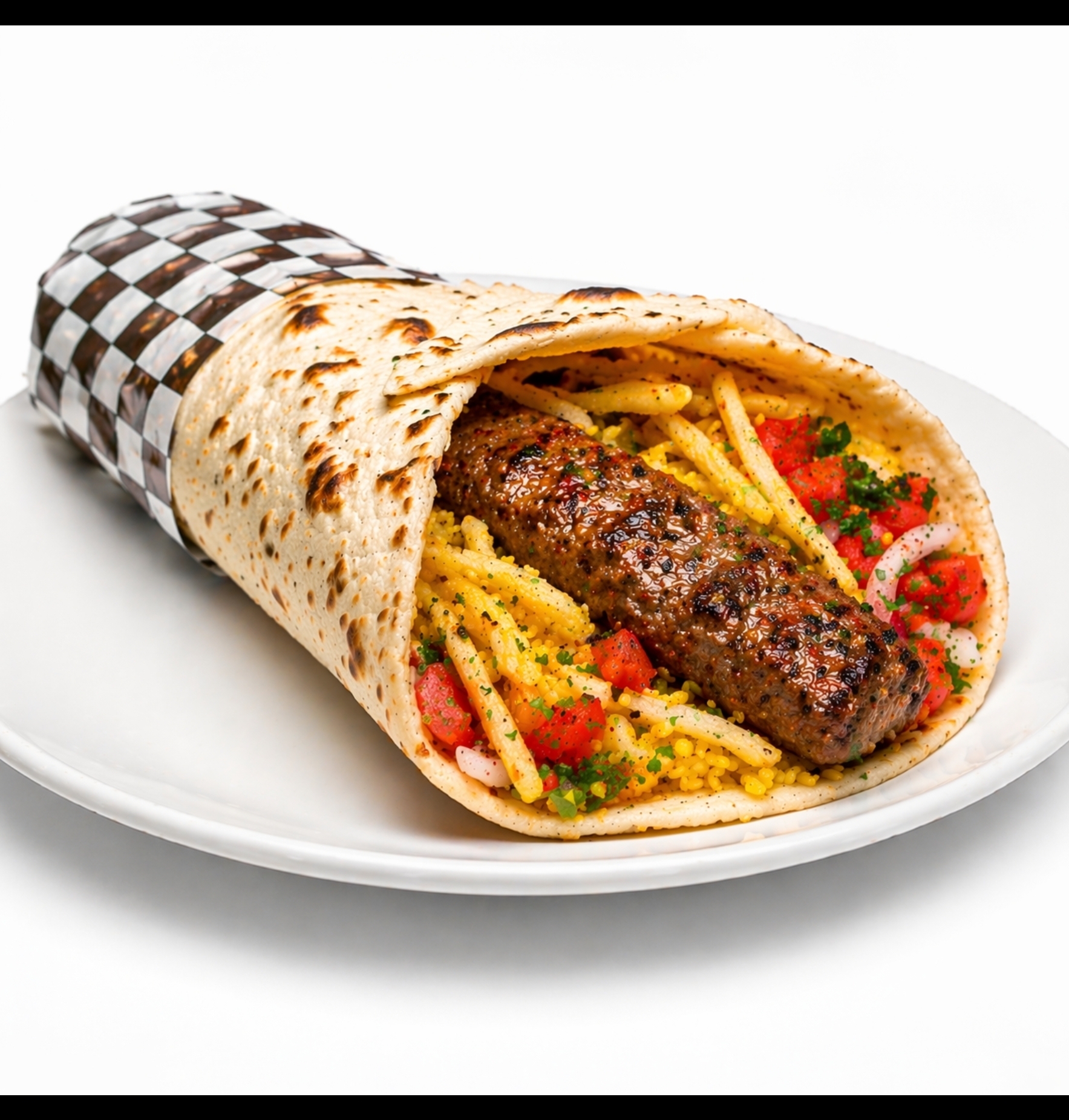 BBQ Wrap: Persian Burrito (beef Koobideh) ساندویچ باربیکیو: پرشین بوریتو (بیف کوبیده)