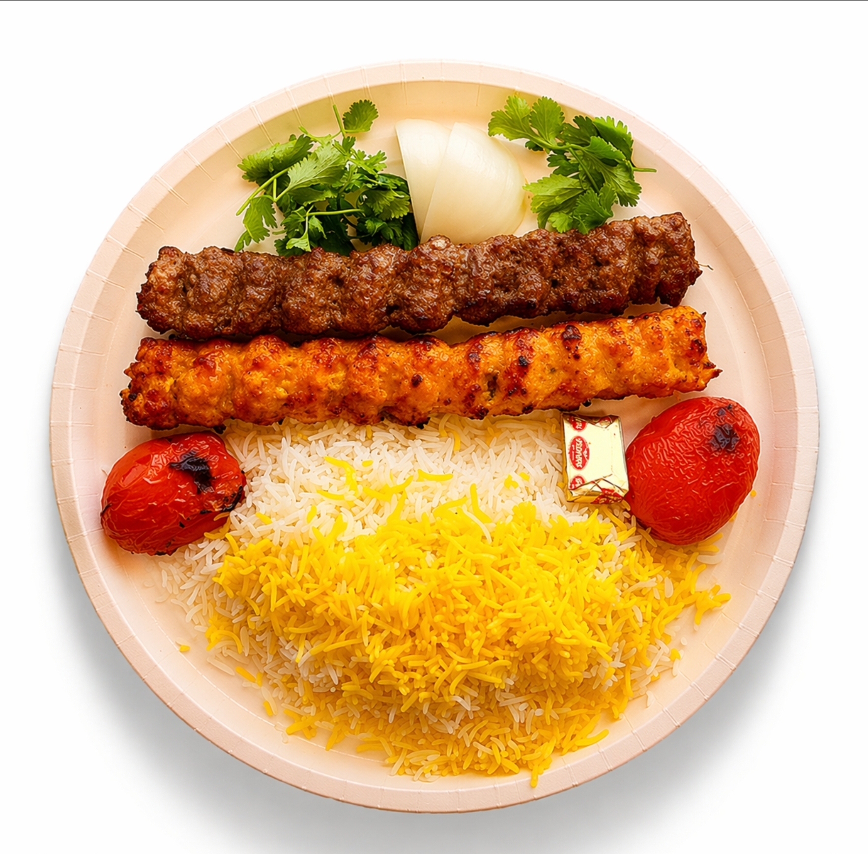 Chelo Combination Koobideh & Chicken Koobideh مخلوط چلو کباب کوبیده و جوجه کوبیده