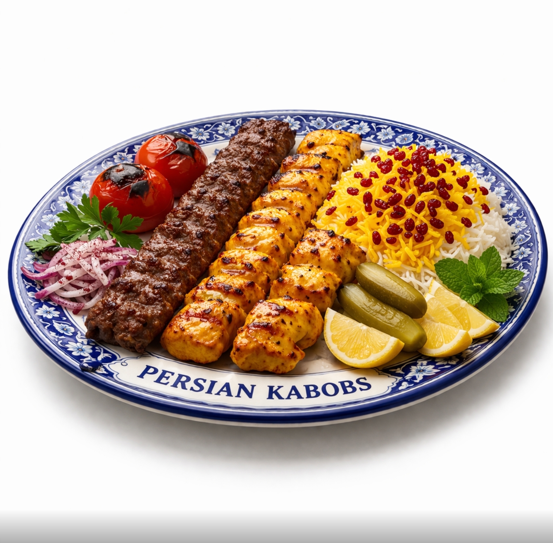 Chelo Zereshk Jordan , Chicken Kobideh & 1 beef kobideh
