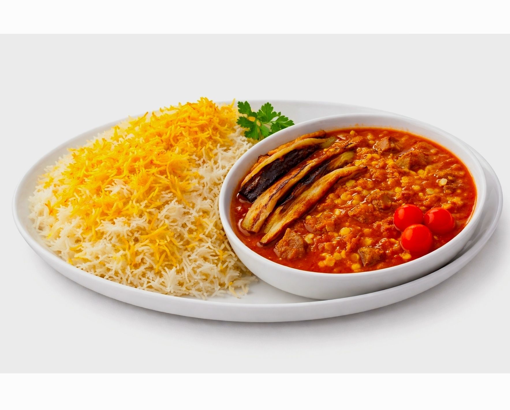 Gheimeh Bademjoon with Rice قیمه بادمجون با برنج